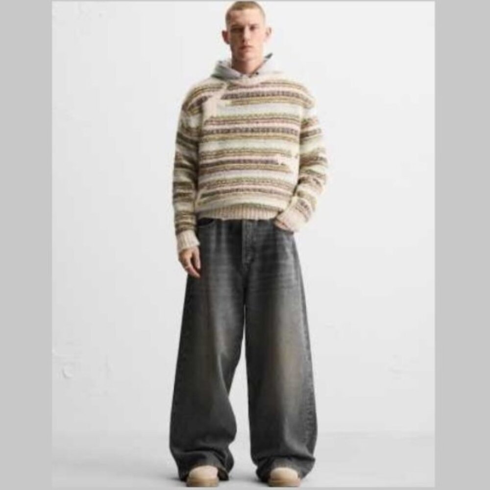 NEW Zara Jacquard Striped Sweater M